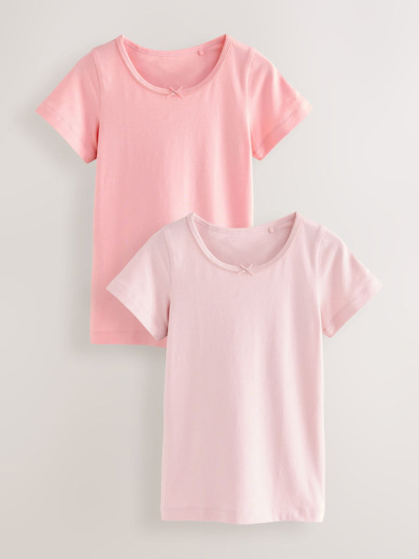 Pink Short Sleeve Vests 2 Pack (1.5-12yrs)