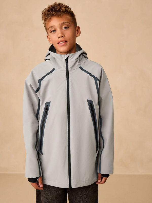 Grey Waterproof Reflective Fleece Lined Anorak (3-16yrs)