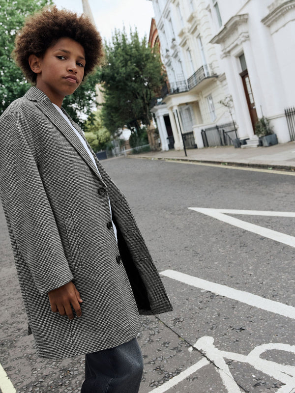 Black/White Check Overcoat (3-16yrs)