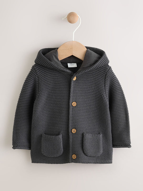 Charcoal Grey Knitted Baby Cardigan (0mths-2yrs)