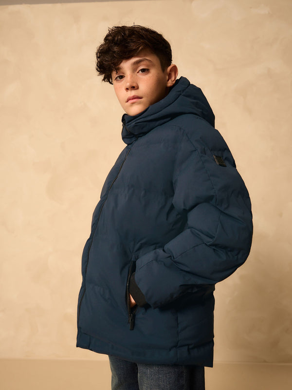 Navy Shower Resistant Microfleece Lined Padded Coat (3-17yrs)