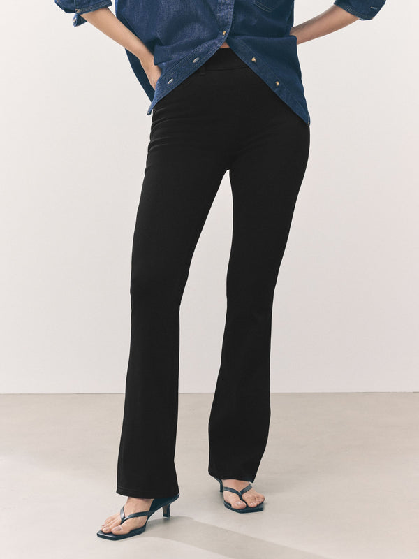 Black Check Jersey Bootcut Leggings