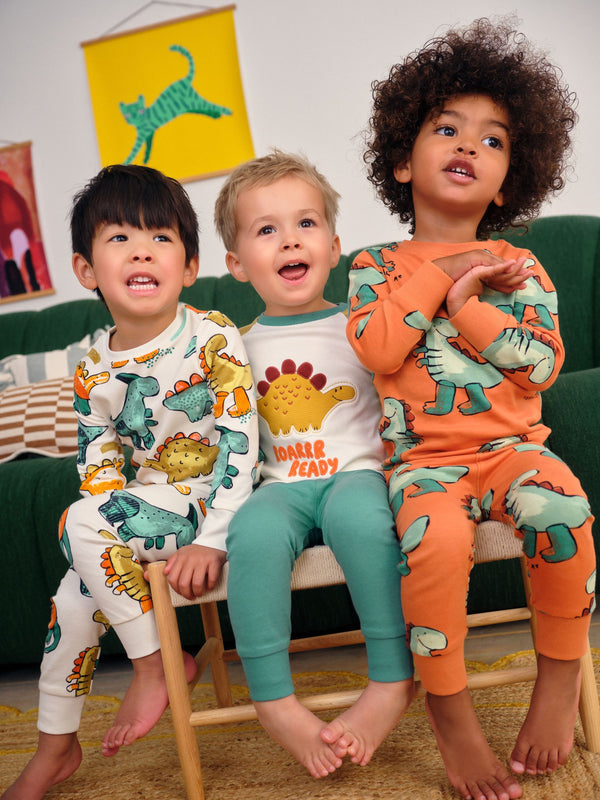 Multi Dino 3 Pack Snuggle Pyjamas (9mths-10yrs)