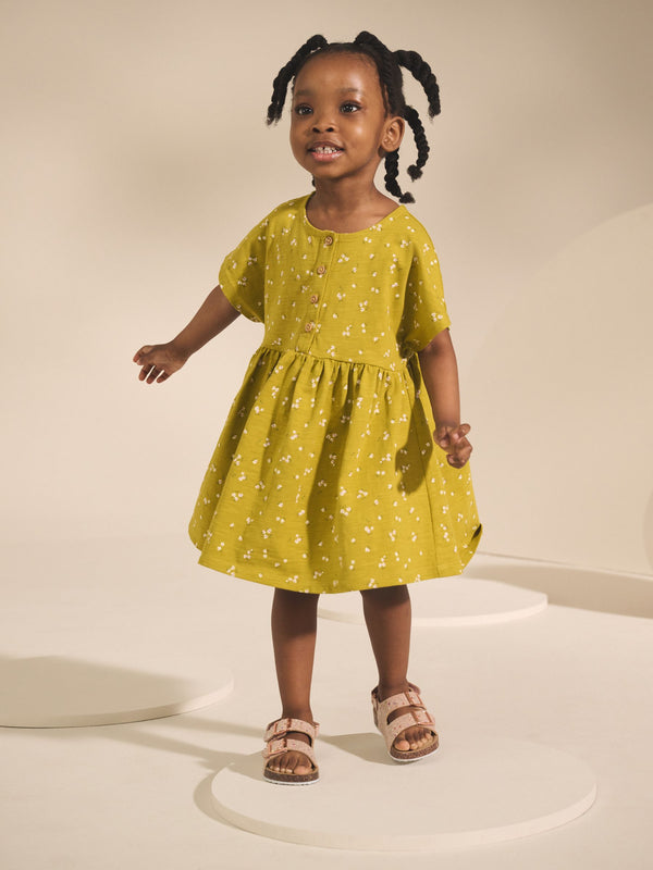 Olive Green Short Sleeve Jersey Summer Dress (3mths-7yrs)