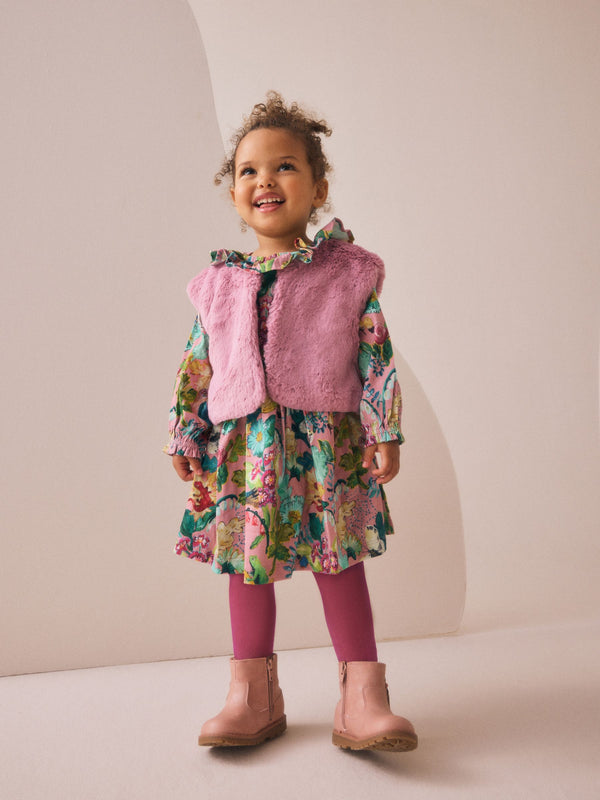 Pink Floral Dress & Gilet 3 Piece Set (3mths-7yrs)