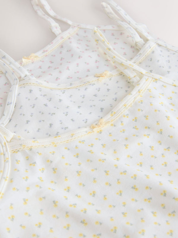 Ecru Floral Strappy Printed Cami Vests 3 Pack (1.5-16yrs)