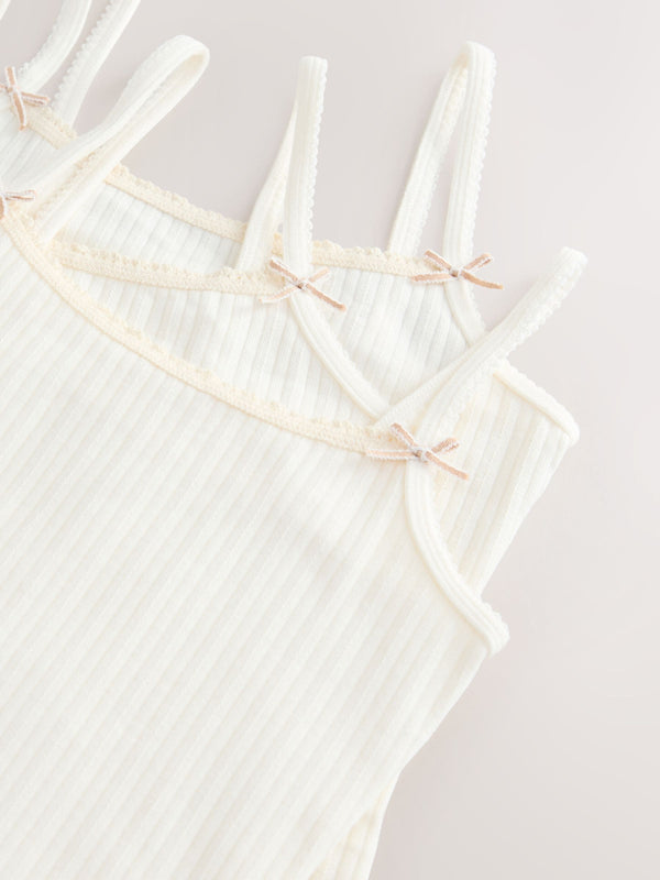 Ecru Pink Stripe Strappy Textured Cami Vests 3 Pack (1.5-16yrs)