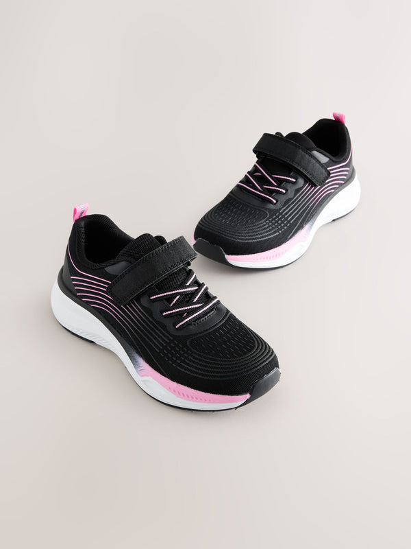 Black/Pink Elastic Lace-Up Trainers