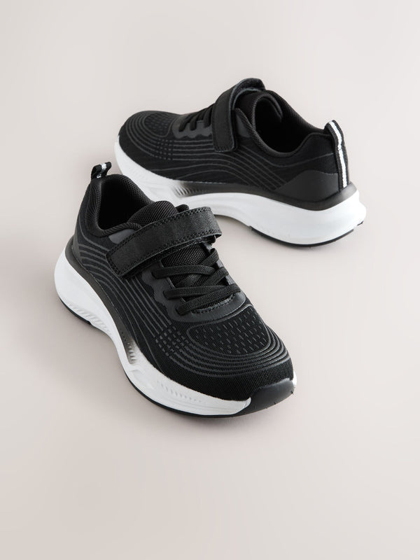 Black Elastic Lace-Up Trainers