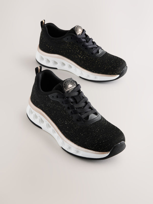 Black Elastic Lace-Up Trainers