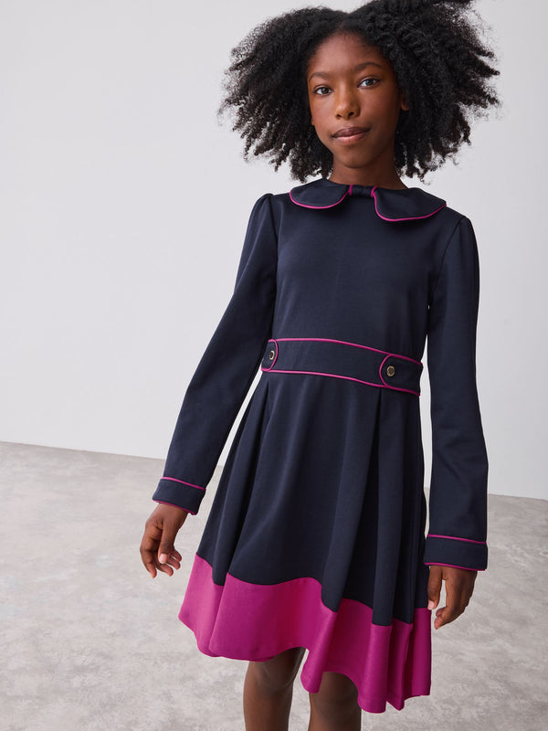 Baker by Ted Baker Bow Collar Pleated Ponte Dress
