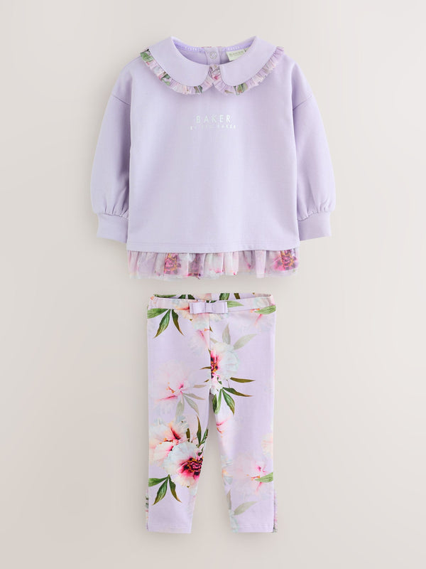 Baker by Ted Baker 2 Piece Collared Sweatshirt and Printed Leggings Set
