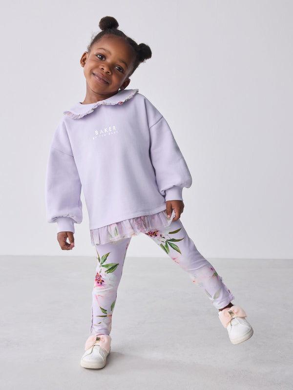 Baker by Ted Baker 2 Piece Collared Sweatshirt and Printed Leggings Set