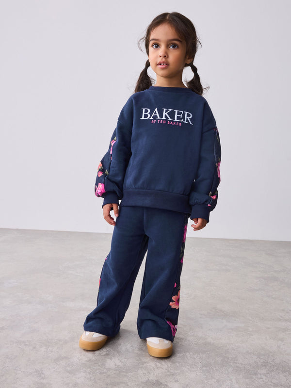 Baker by Ted Baker Floral Print Panel Sweat & Wide Leg Joggers Set 2 Piece