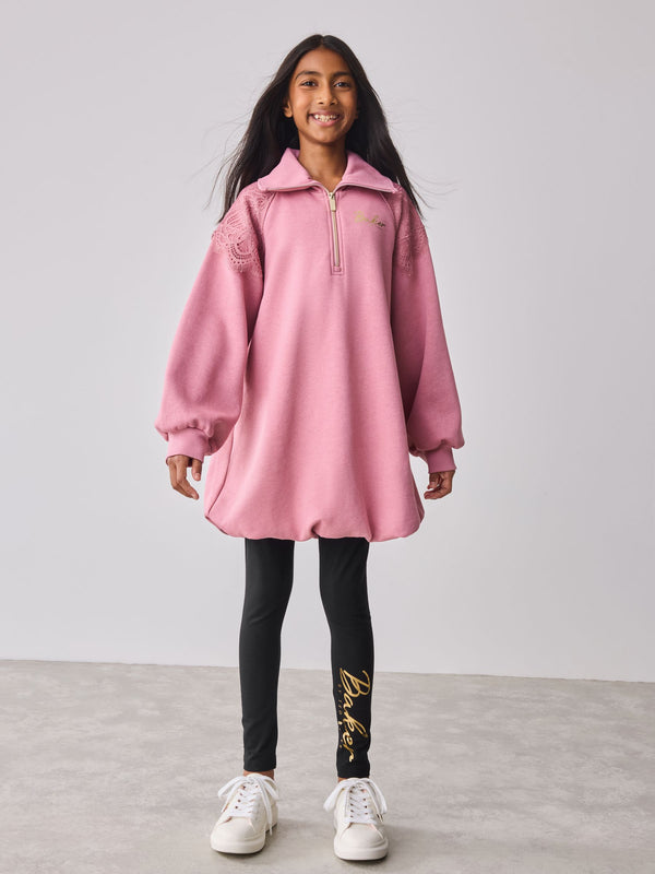 Baker by Ted Baker Bubble Hem Lace Sweat Top & Leggings Set