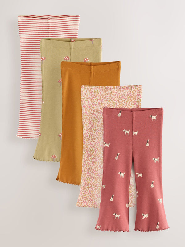 Autumnal Orange Flared Leggings 5 Pack (3mths-7yrs)