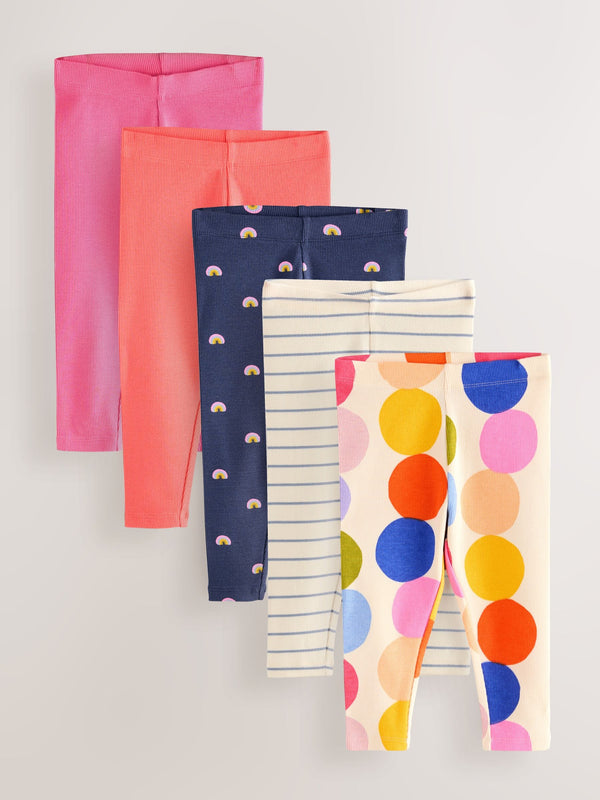 Rainbow Ribbed Leggings 5 Pack (3mths-7yrs)