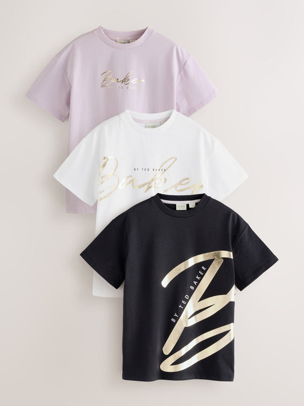 Baker By Ted Baker 3 Pack Oversized Graphic Print T-Shirts