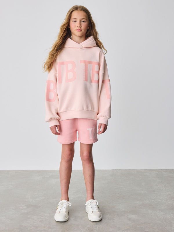 Baker by Ted Baker Pink Tonal Printed Hoodie and Shorts Set 2 Piece