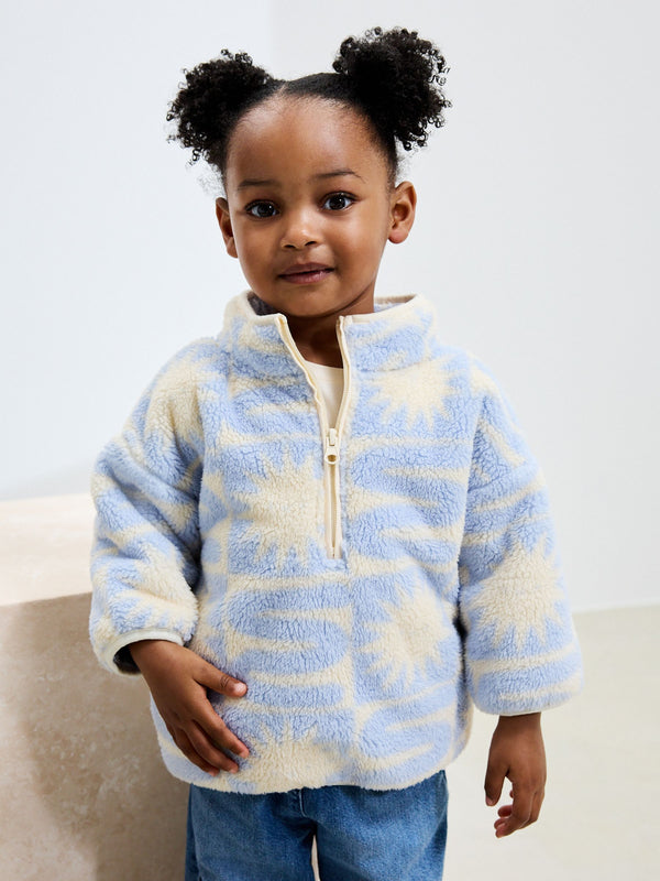 Blue Sun Print Half Zip Fleece (3mths-7yrs)