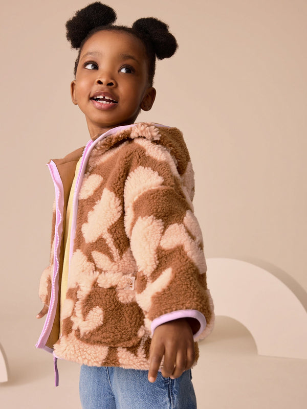 Brown Floral Zip Through Fleece (3mths-7yrs)