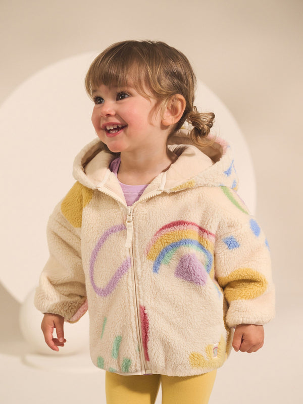 Cream Doodle Print Zip Through Fleece immediate