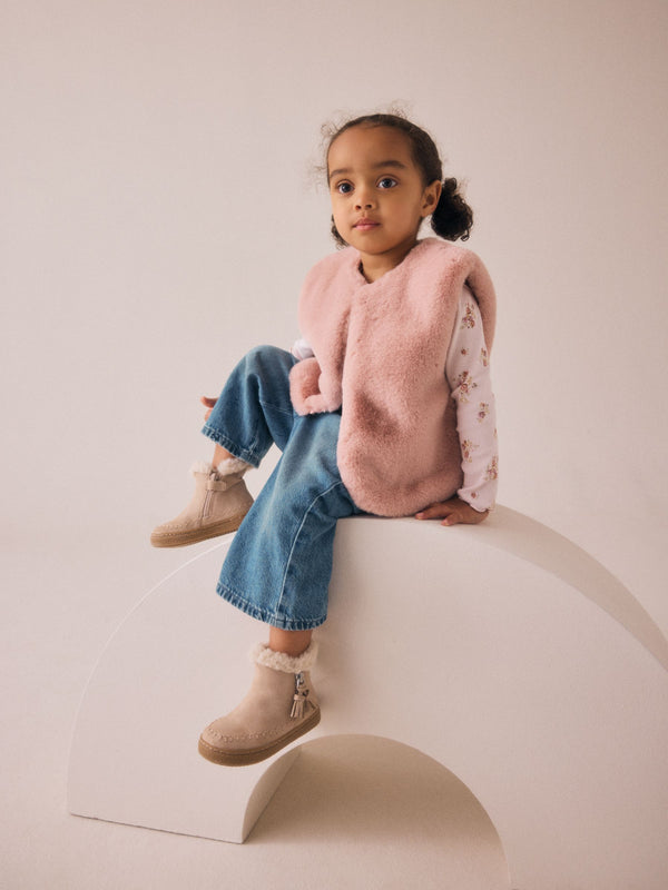 Pink Faux Fur Gilet (3mths-7yrs)