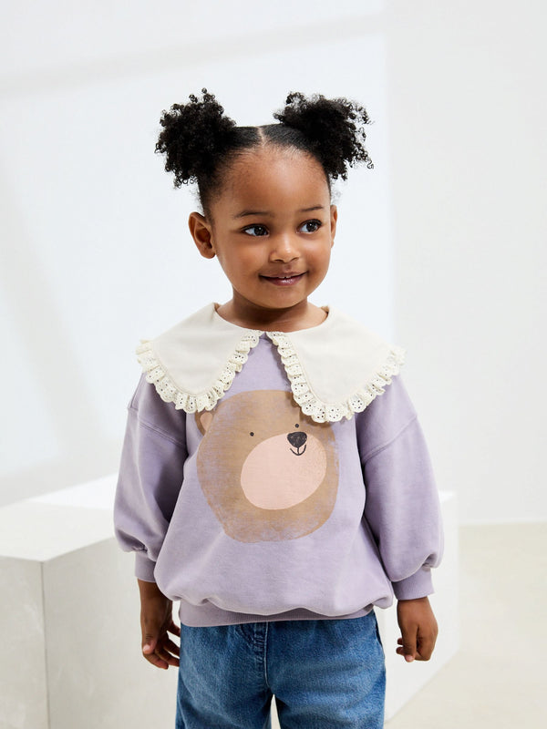 Lilac Bear Collared Sweatshirt (3mths-7yrs)