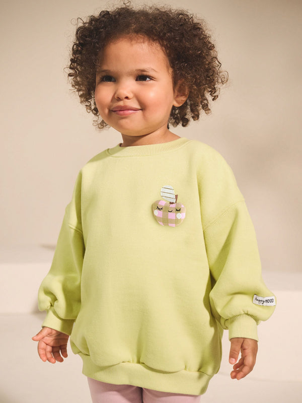 Lime Green Apple Character Crew Neck Sweatshirt (3mths-7yrs)