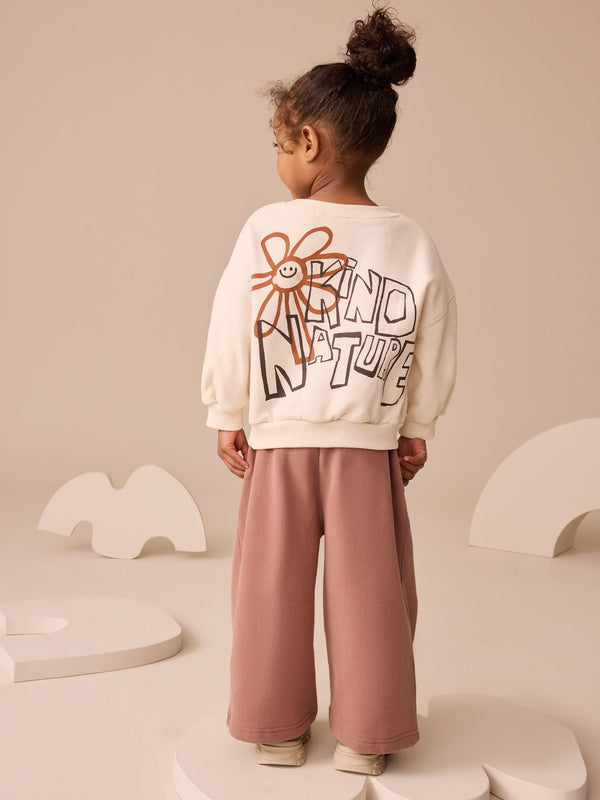 Cream Flower Graphic Print Crew Neck Sweatshirt (3mths-7yrs)