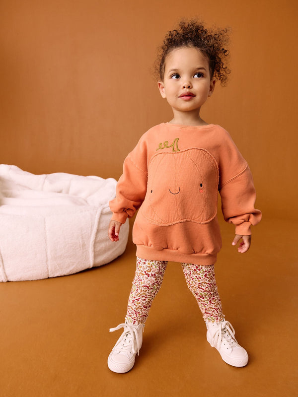 Orange Halloween Pumpkin Sweatshirt & Leggings Set (3mths-7yrs)