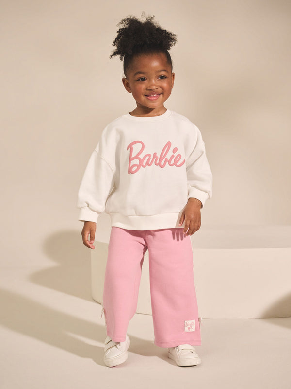 Cream/Pink Barbie Sweatshirt & Wide Leg Joggers Set (3mths-7yrs)