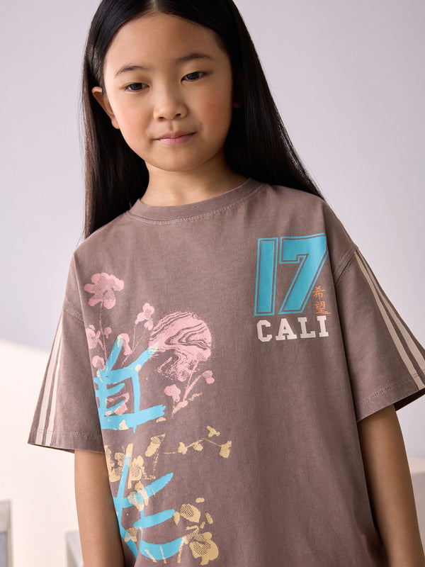 Brown Sports Oversized Graphic Print T-Shirt (3-16yrs)
