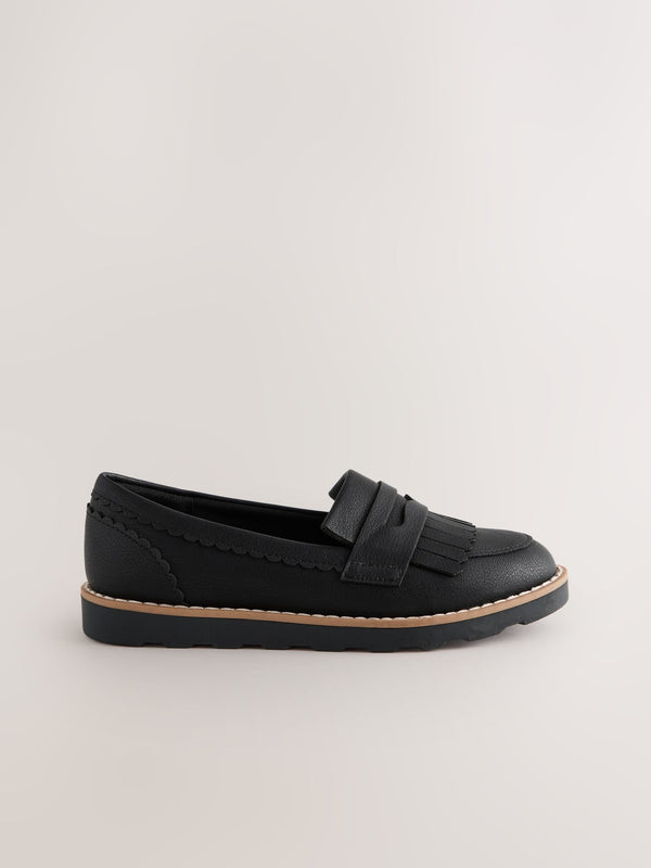 Black Wide Fit (G) School Loafers