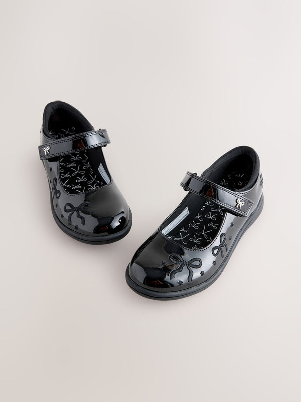 Black Patent Bow Mary Jane School Shoes
