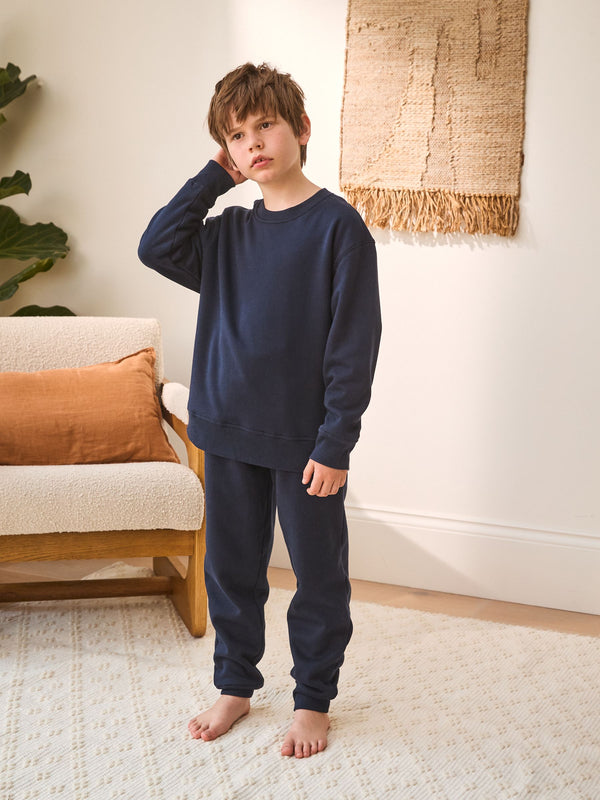 Navy Single Cosy Fleece Pyjamas (3-16yrs)