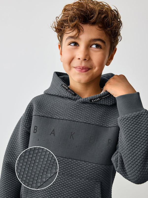 Baker by Ted Baker Charcoal Grey Quilted Hoodie