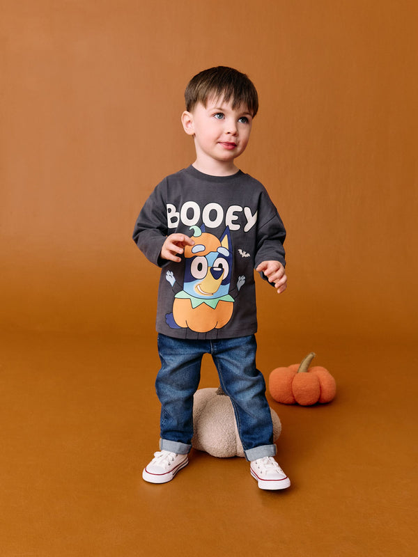 Charcoal Grey Bluey Halloween Long Sleeve T-Shirt (3mths-8yrs)