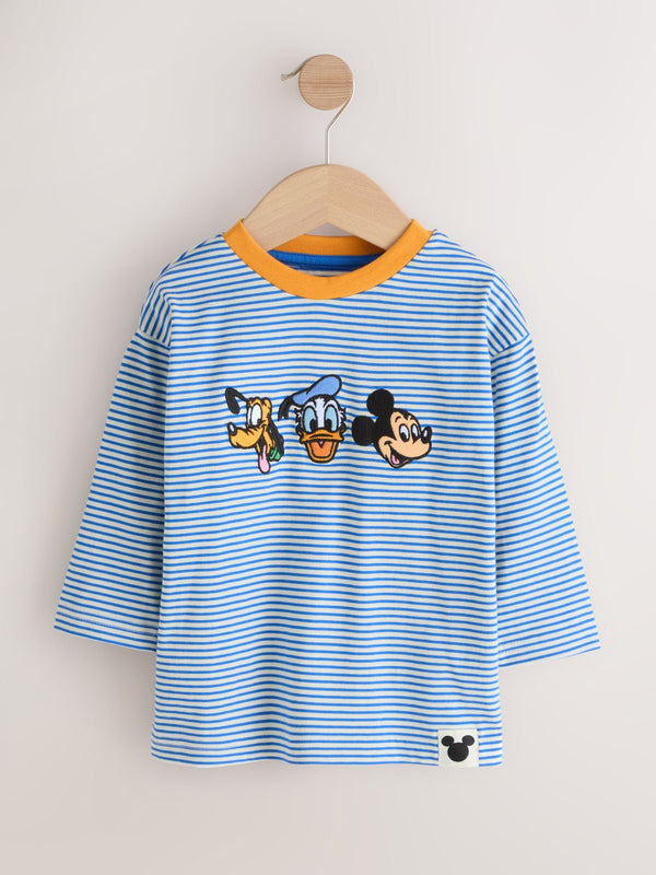 Blue/Ecru Mickey Mouse Long Sleeve T-Shirt (3mths-8yrs)