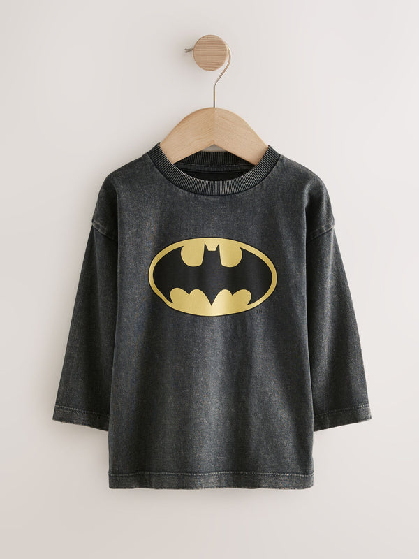 Black Washed Batman Long Sleeve T-Shirt (3mths-8yrs)