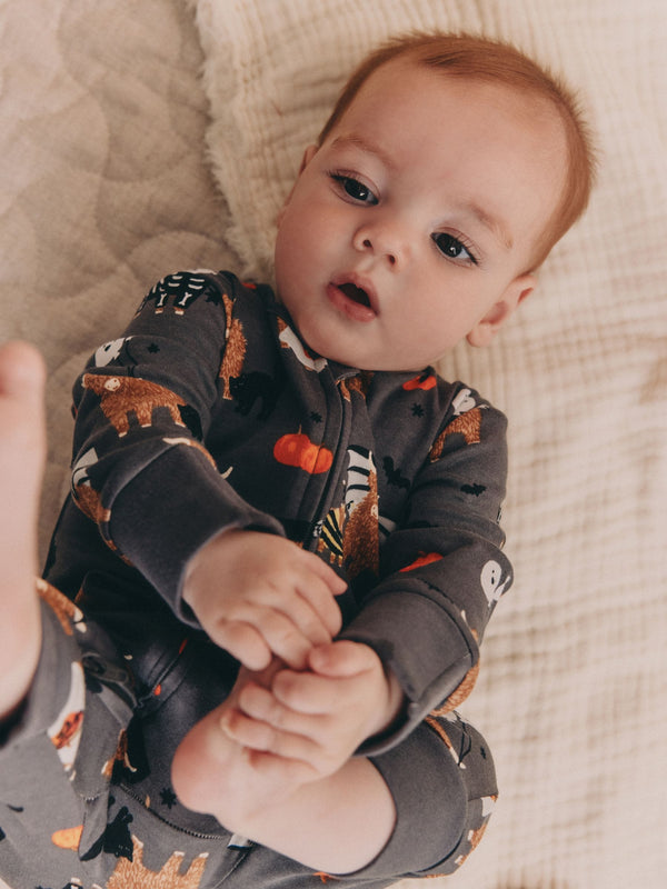 Black Charcoal Grey Halloween Hamish Baby Two Way Zip Sleepsuit (0mths-3yrs)