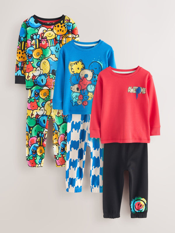 Bright Relaxed Snuggle Pyjamas 3 Pack (9mths-8yrs)