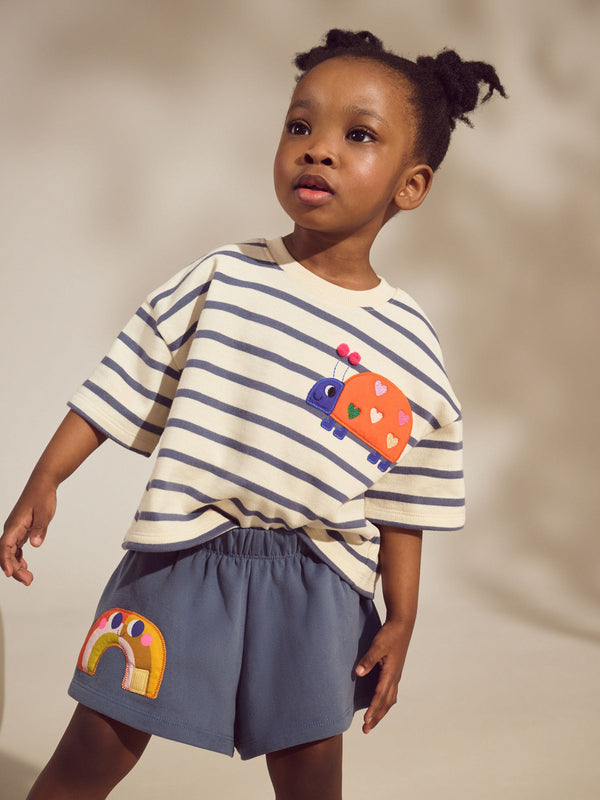 Navy Stripe Ladybird Top & Shorts Set (3mths-7yrs)