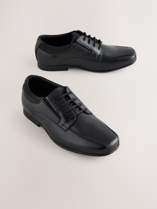 Black Standard Fit (F) Lace-Up Leather Loafer School Shoes