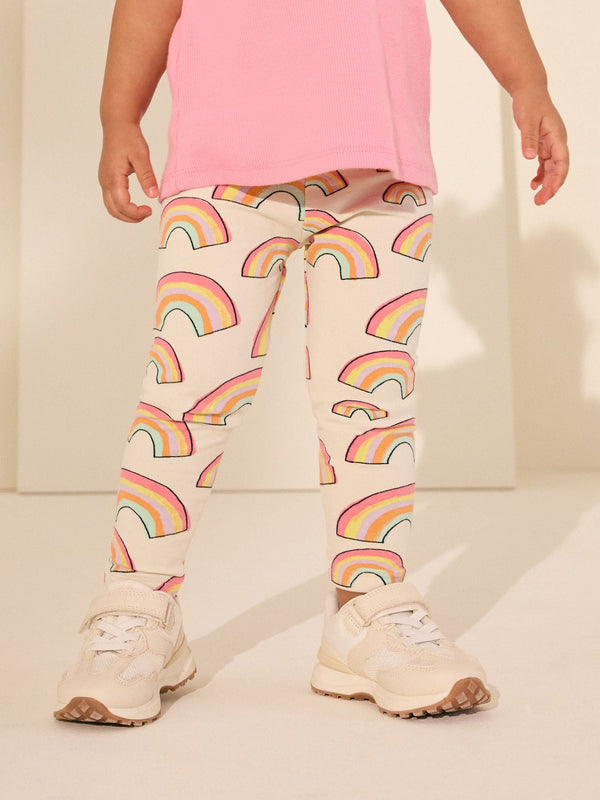 Cream Rainbow Printed Leggings (3mths-7yrs)