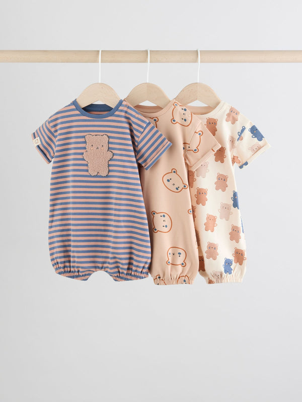 Navy/Oatmeal Baby Rompers 3 Pack