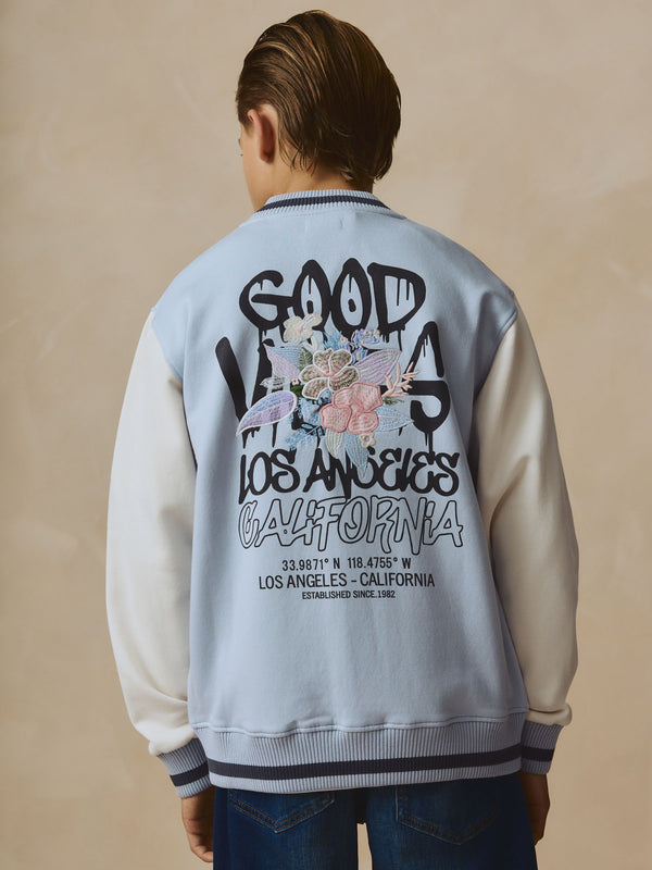 Blue Graphic Print Bomber Jacket (3-16yrs)