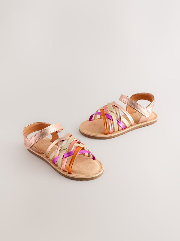 Metallic Wide Fit (G) Strap Sandals
