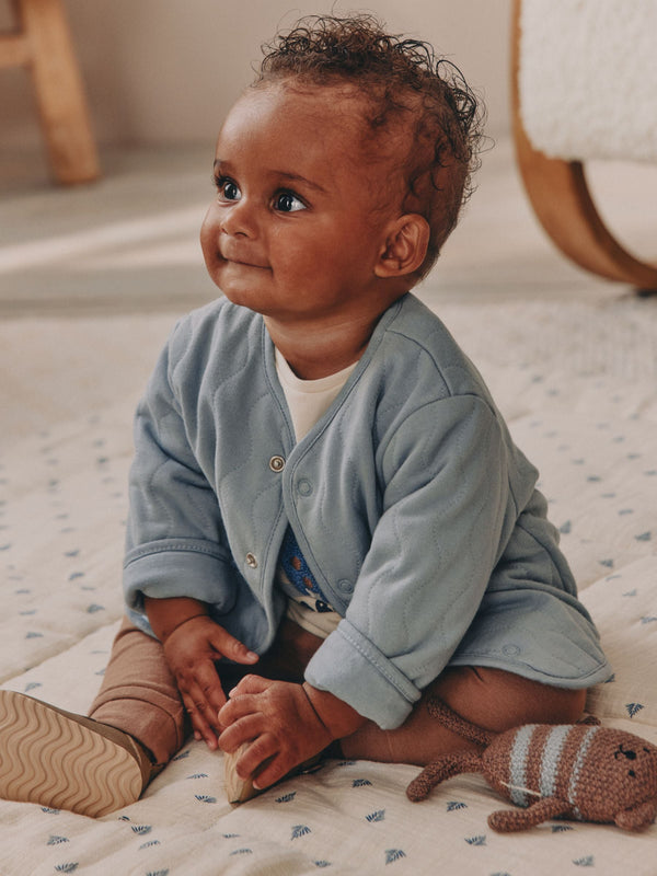 Blue Jersey Quilted Baby Jacket (0mths-2yrs)