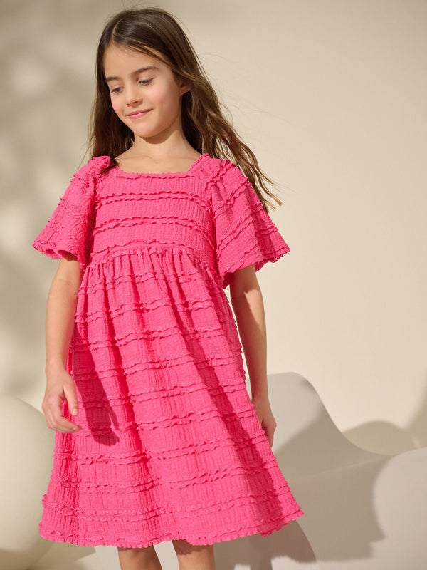 Fuchsia Pink Frill Detail Summer Dress (3-16yrs)